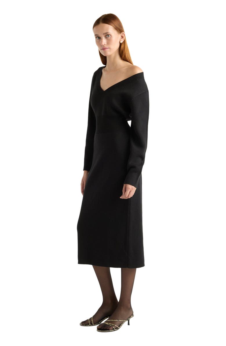 Modern Citizen Bora Off Shoulder V-Neck Sweater Dress, Alternate, color, Black