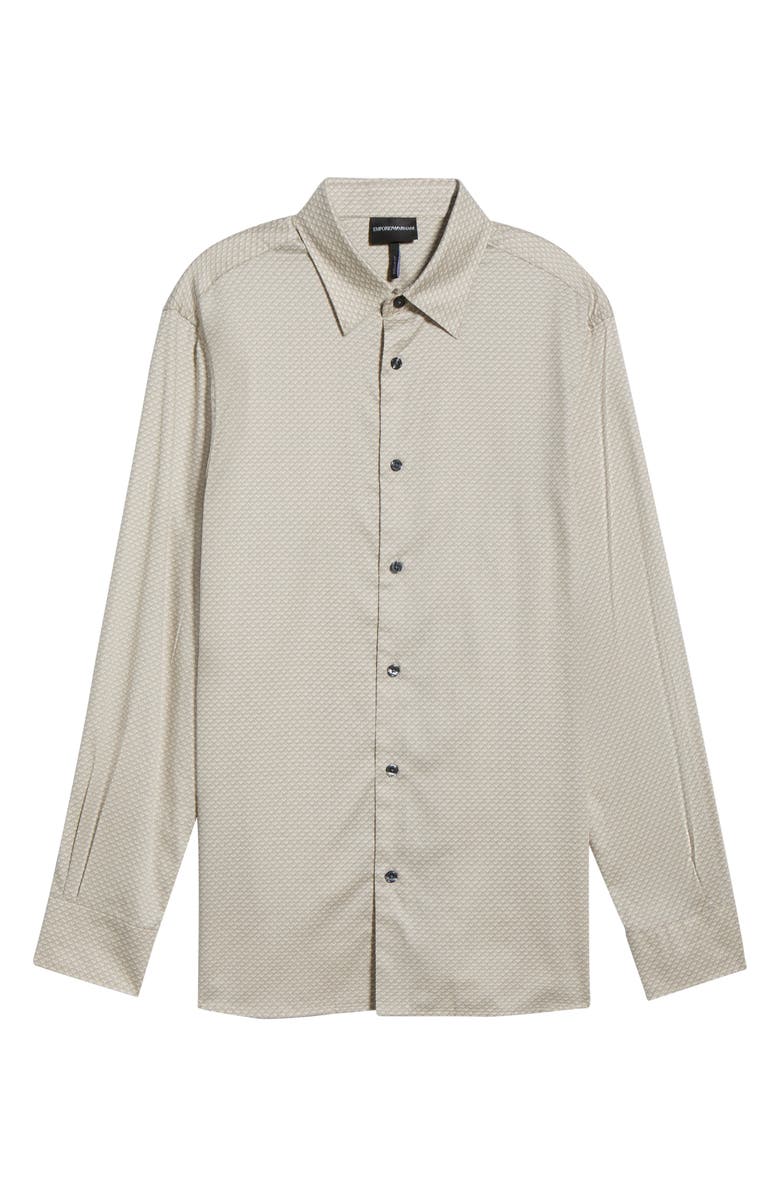 Emporio Armani Weave Pattern Stretch Button-Up Shirt, Main, color, Tan