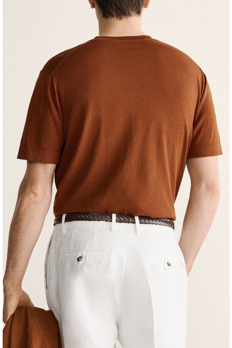 Cotton & Silk T-Shirt, Alternate, color, BURNT ORANGE