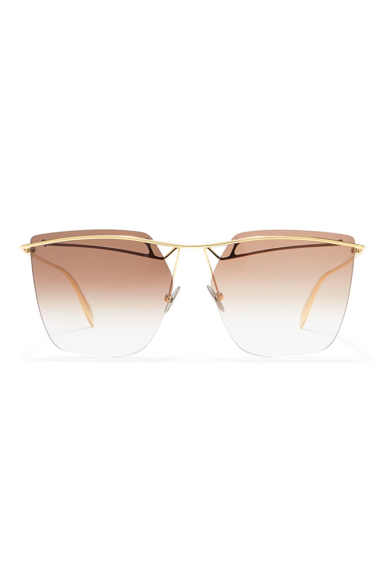 Alexander McQueen 59mm Square Sunglasses, Main, color, GOLD GOLD BROWN/GBN