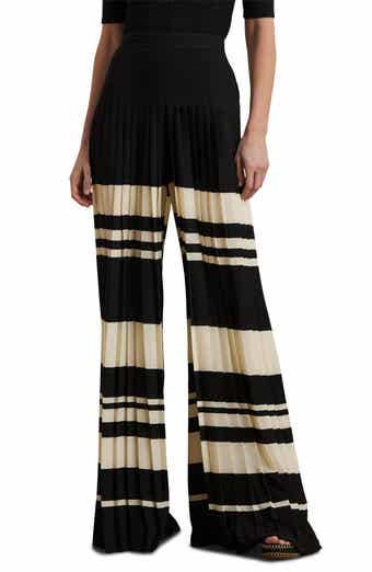 Lauren Ralph Lauren Pleated Stripe Georgette Wide Leg Pants