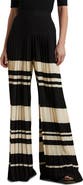 Lauren Ralph Lauren Pleated Stripe Georgette Wide Leg Pants