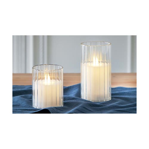Tag Anya Led Glass Hurricane With Flameless Pillar Candle In Transparent