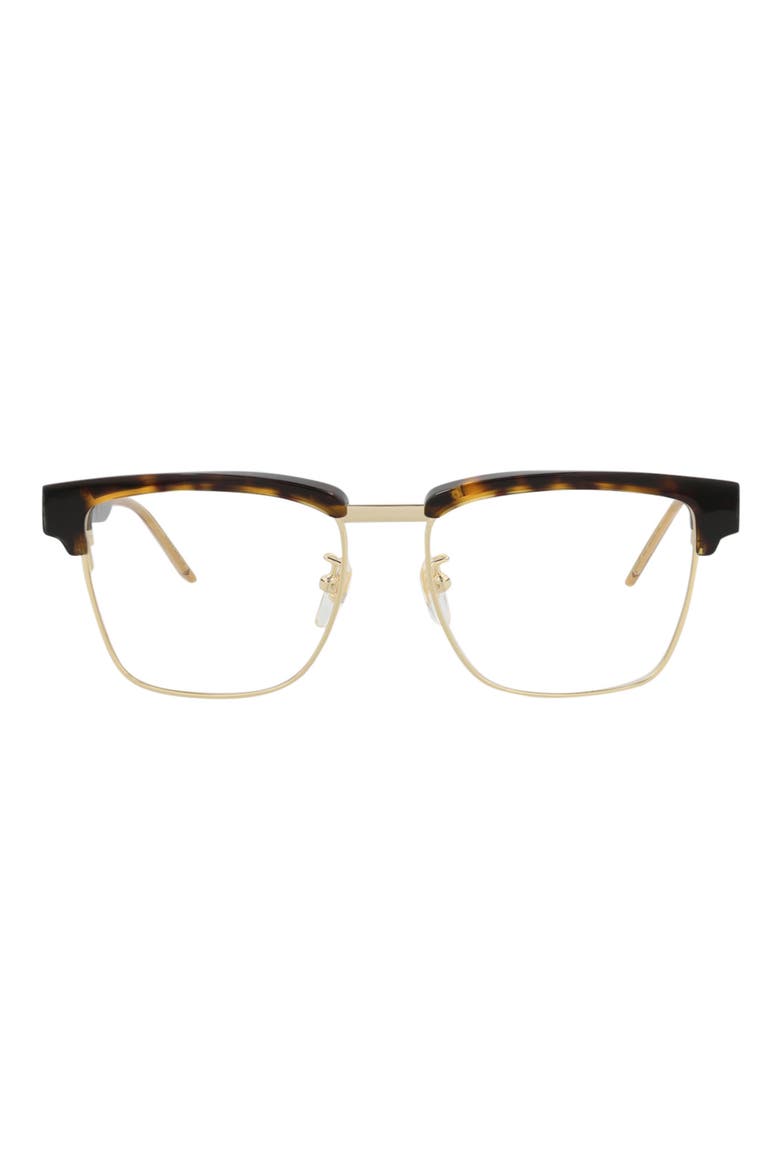 52mm Half Rim Square Optical Frames, Main, color, HAVANA HAVANA TRANSPARENT