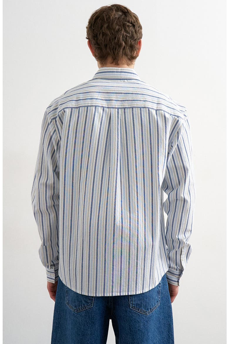 Relaxed Fit Stripe Cotton Button-Down Oxford Shirt, Alternate, color, BLUE MULTI
