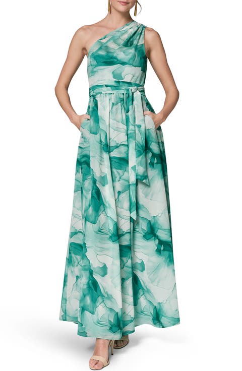 Floral One-Shoulder Gown