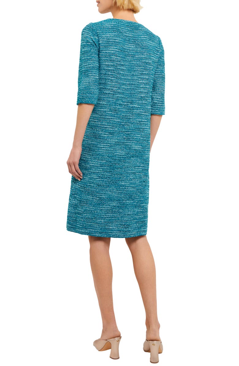 Misook Tweed Shift Dress, Alternate, color, French Blue/ New Ivory/ Black