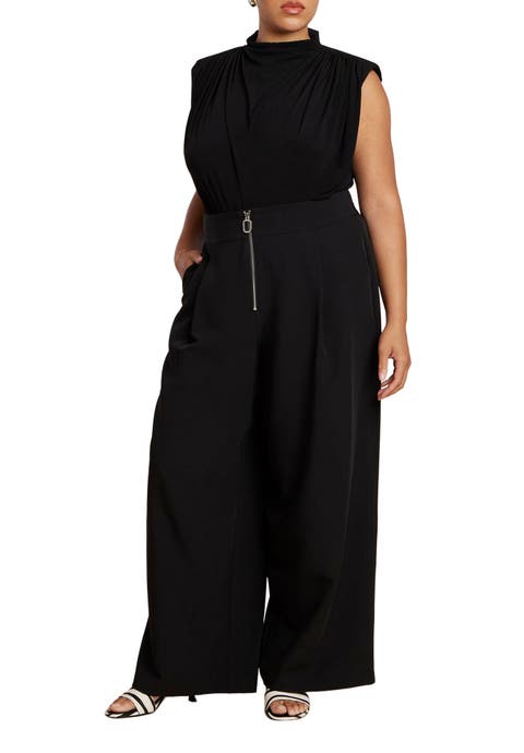 Wide Leg Trouser With Zipper Detail (Plus Available)