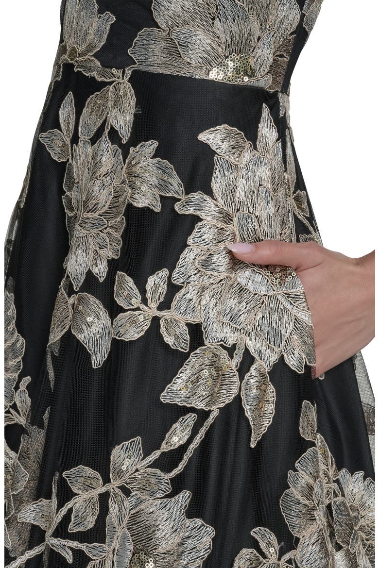 Lace Midi Dress, Alternate, color, BLACK CHAMPA