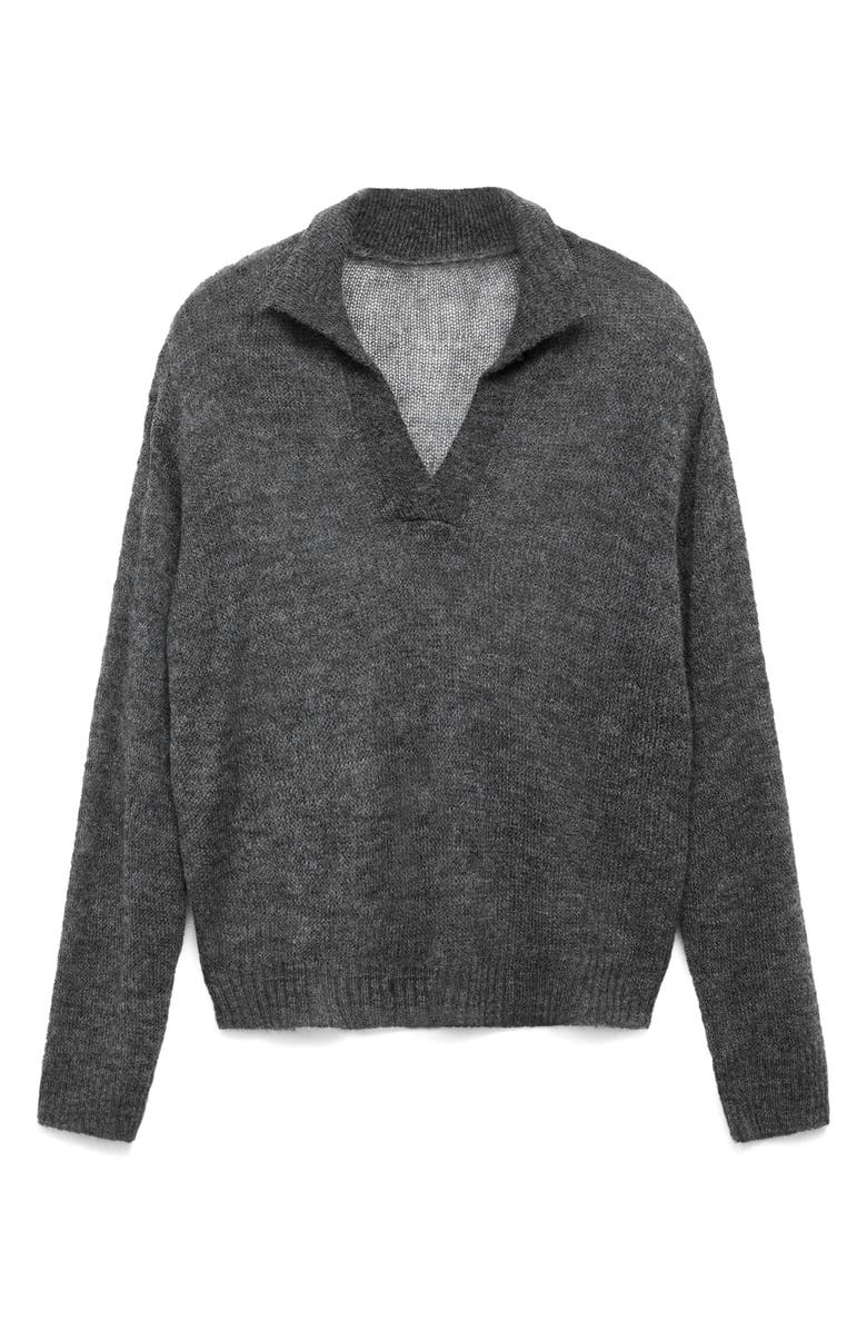 MANGO Semisheer Polo Sweater, Alternate, color, Grey