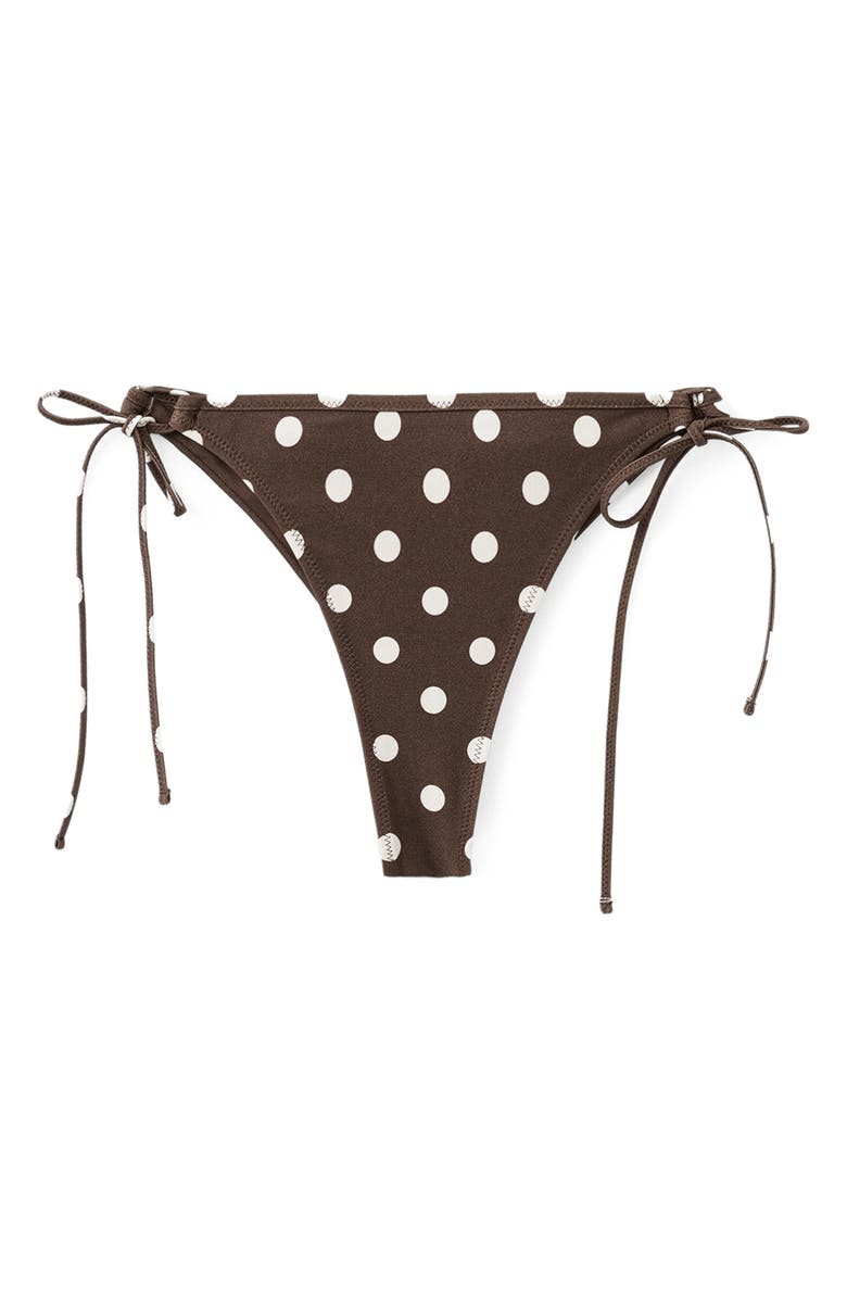 MANGO Dot Side Tie Bikini Bottoms, Main, color, Brown