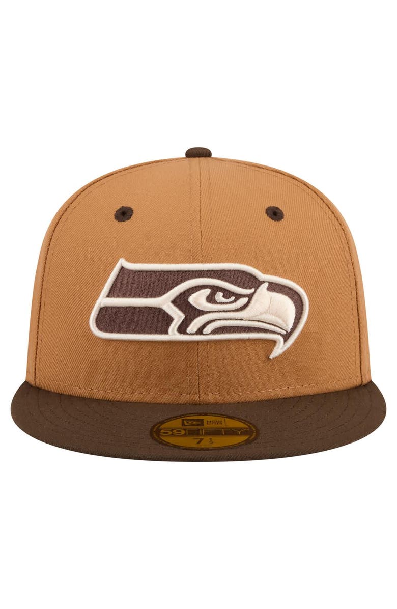 New Era Men's New Era  Light Brown/Dark Brown Seattle Seahawks Two-Tone Walnut 59FIFTY Fitted Hat, Alternate, color, Light Brown