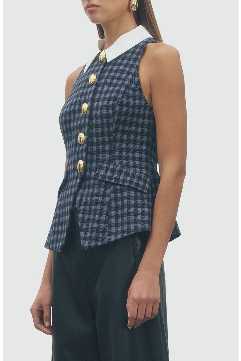 Charlie Gingham Vest, Alternate, color, NAVY BLACK