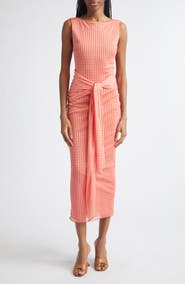 Toccin Wylie Tie Front Gingham Midi Dress