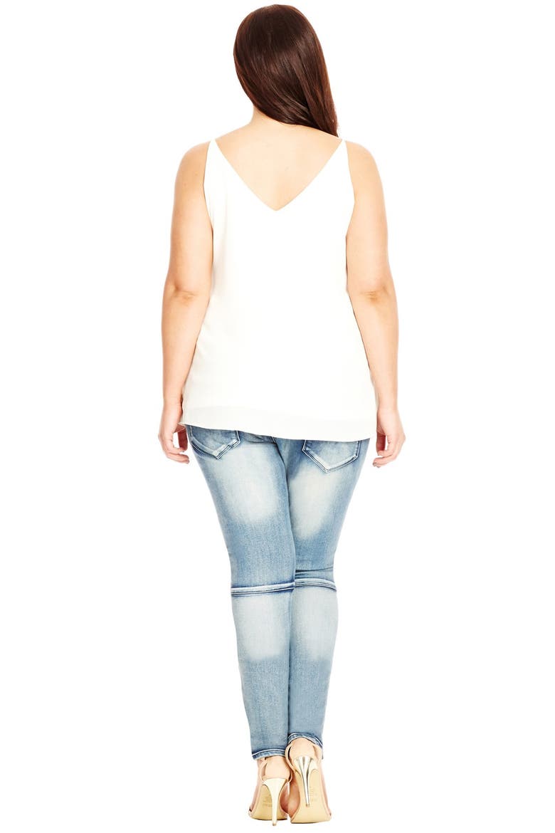 Double Layer V-Neck Camisole Top, Alternate, color, IVORY