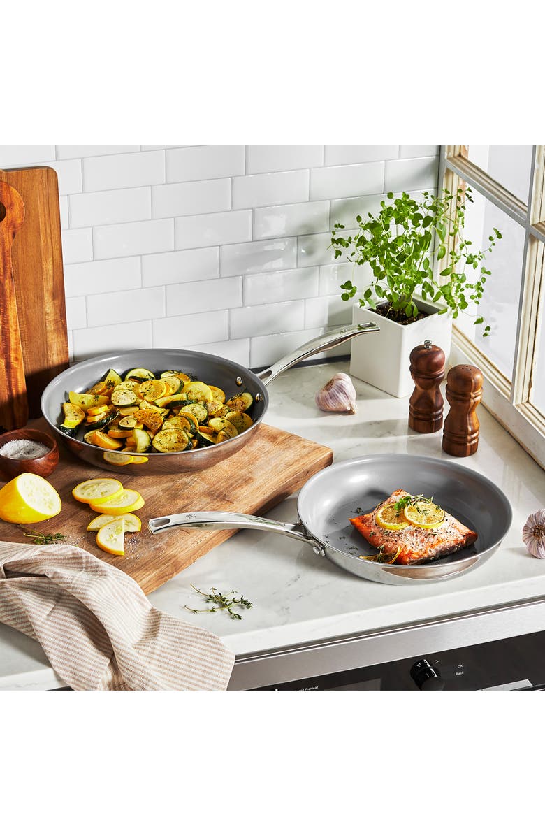 HENCKELS CUTLERY Clad Ceramic Nonstick Pan Set, Alternate, color, Silver