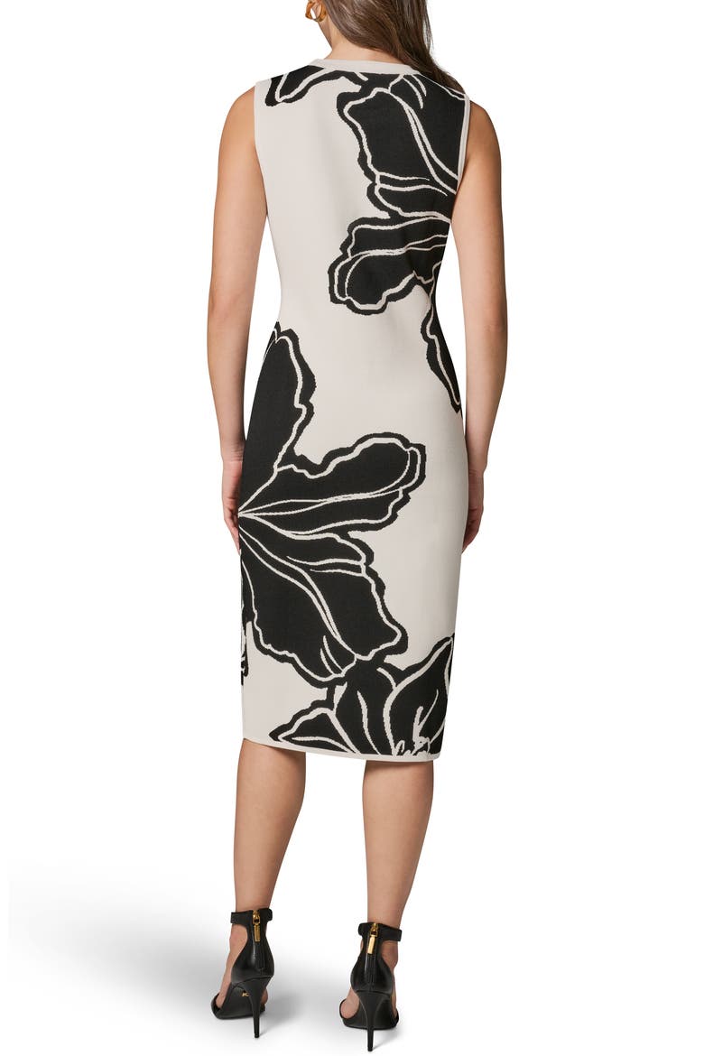 Floral Sleeveless Jacquard Midi Dress, Alternate, color, CREAM/ BLACK
