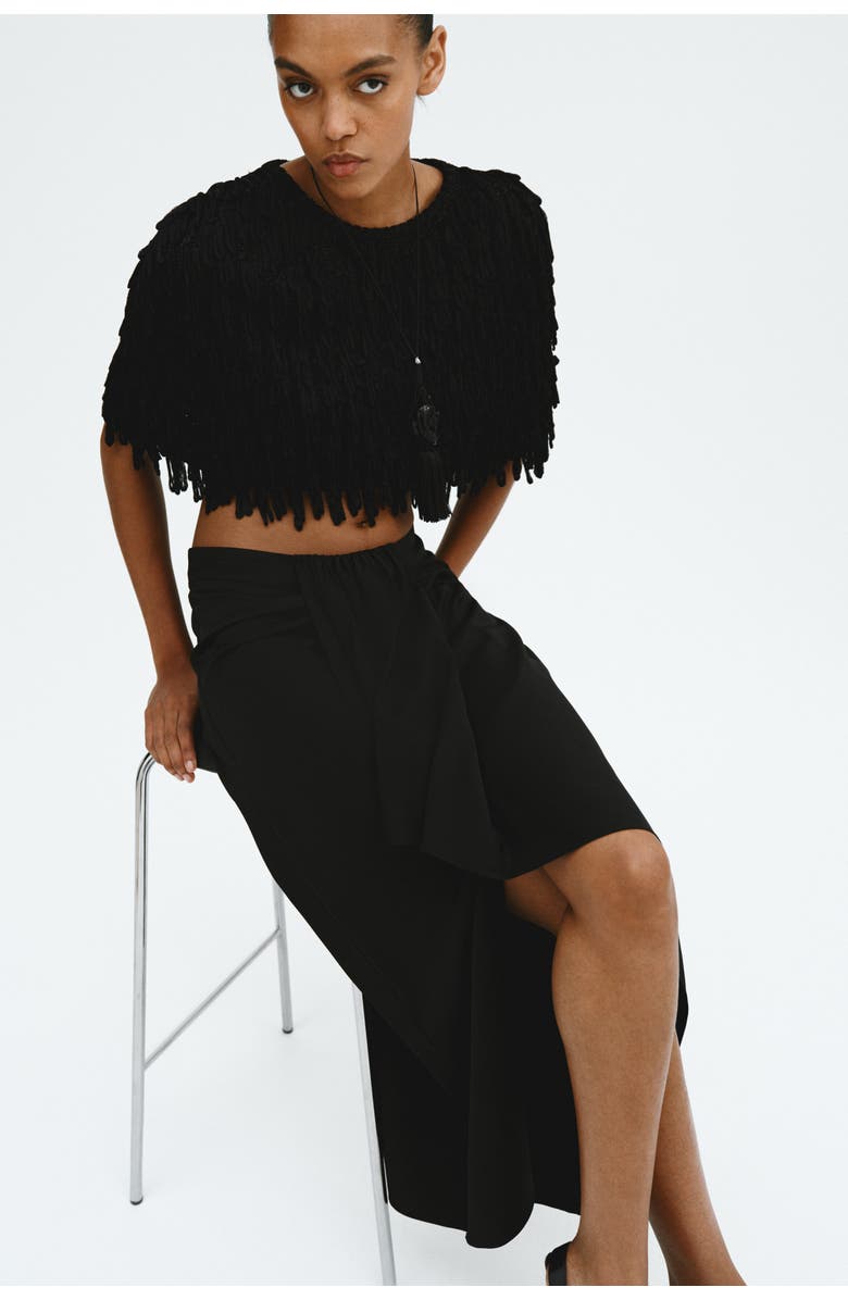 H&M Draped-panel Asymmetric Skirt, Alternate, color, 