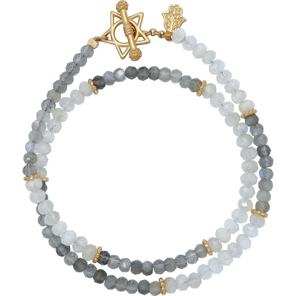 Karma and Luck Celestial Path Moonstone Labradorite Star Wrap Bracelet in Light Grey/gold at Nordstrom