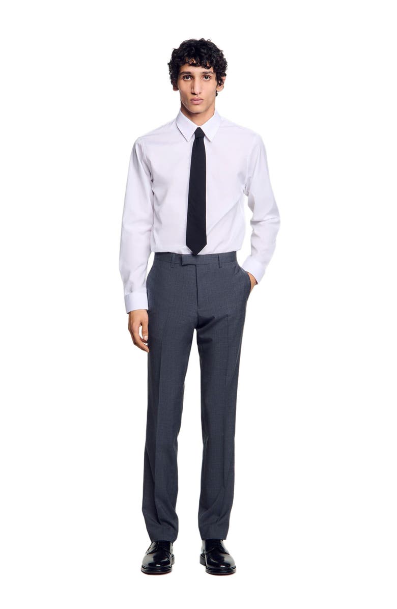 SANDRO Wool suit trousers, Alternate, color, Mocked Grey
