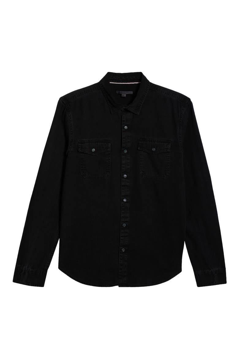 Marshall Coated Western Snap-Up Shirt, Alternate, color, BLACK