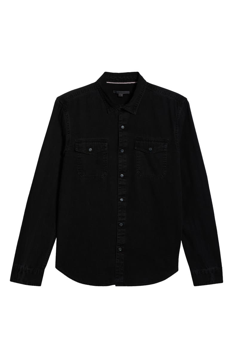 John Varvatos Marshall Coated Western Snap-Up Shirt, Alternate, color, Black