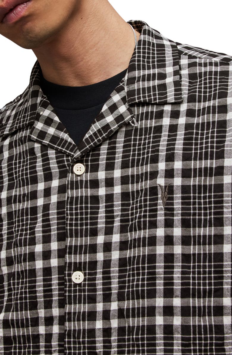 AllSaints Corvus Relaxed Fit Check Button-Up Shirt, Alternate, color, Jet Black