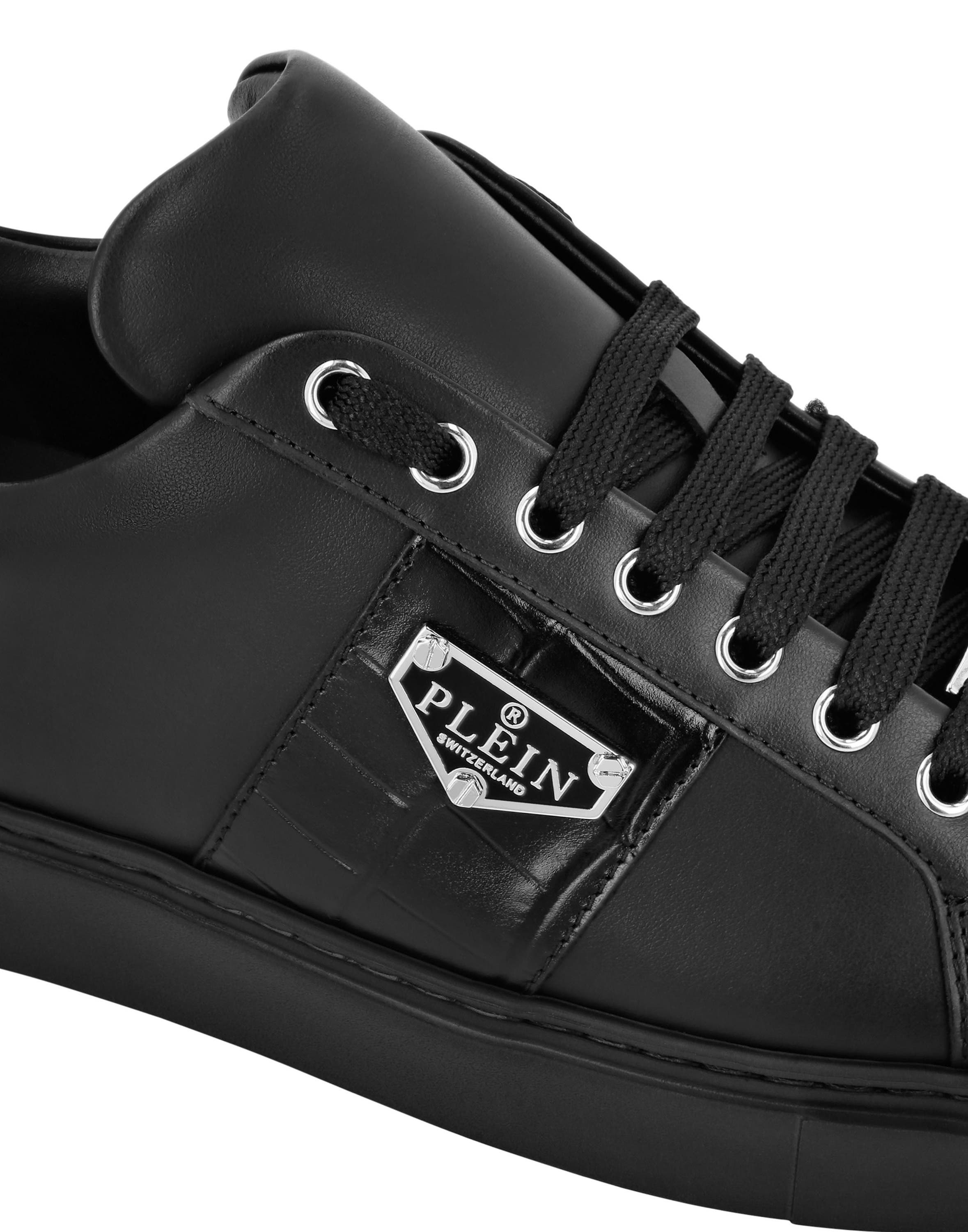 Nappa Leather Lo-Top Sneakers Triangle Plein Unisex, Alternate, color, black/black