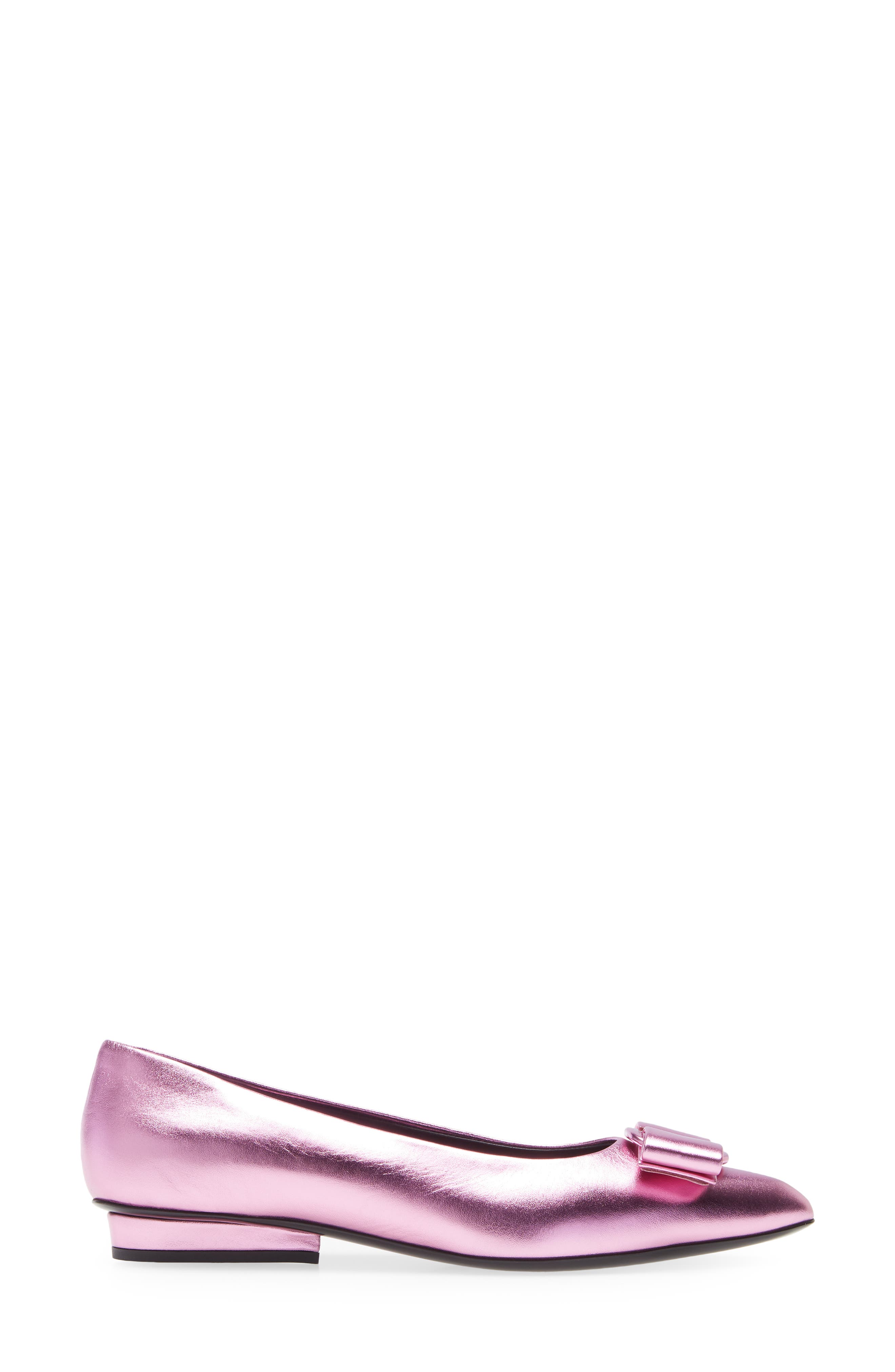 FERRAGAMO Salvatore Ferragamo Viva Bow Metallic Pointed Toe Flat, Alternate, color, 