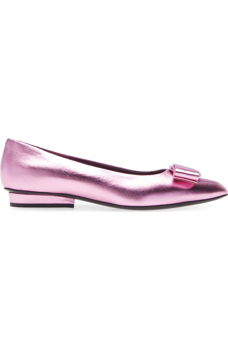 FERRAGAMO Salvatore Ferragamo Viva Bow Metallic Pointed Toe Flat, Alternate, color,