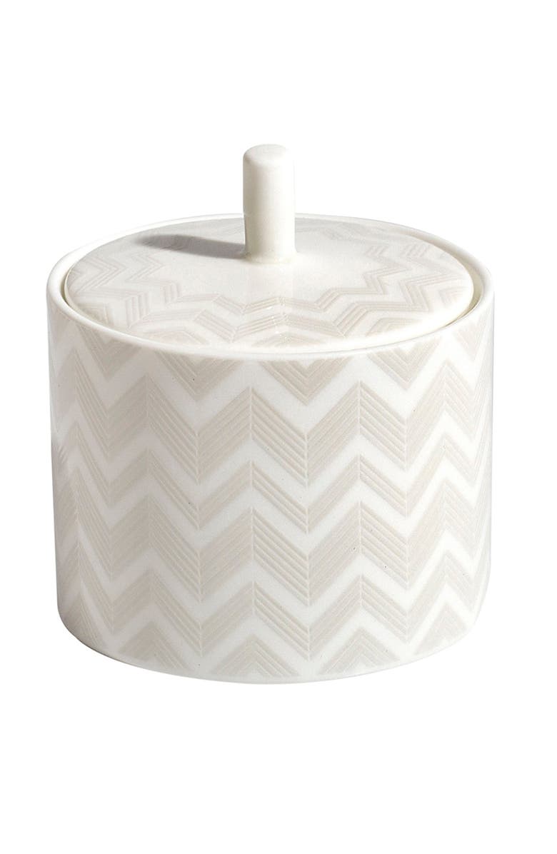 Missoni Home Tableware Sugar Pot ZIG ZAG  White diam. 3.3", H 3.5", Main, color, White