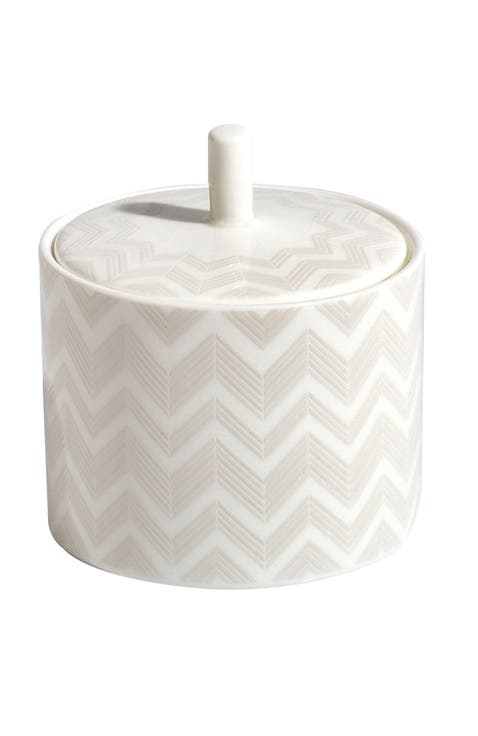 Sugar Pot ZIG ZAG  White diam. 3.3", H 3.5"
