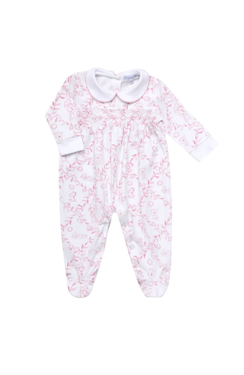 Nellapima Pink Bears Trellace Smocked Footie - Baby, Main, color, Pink