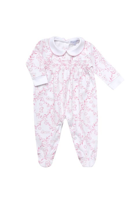 Pink Bears Trellace Smocked Footie - Baby