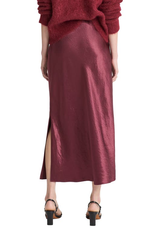 Vince Side Slit Matte Satin Slip Skirt In Red