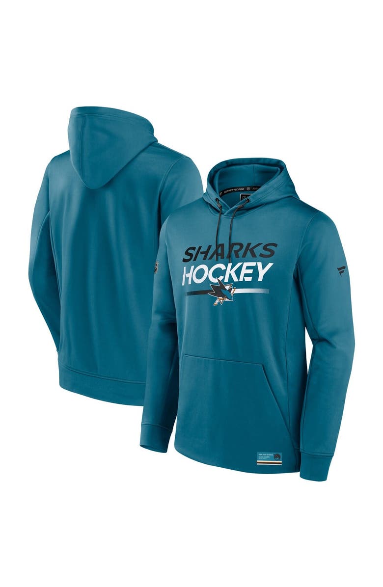 FANATICS Men's Fanatics Teal San Jose Sharks Authentic Pro Fleece Pullover Hoodie, Main, color, 