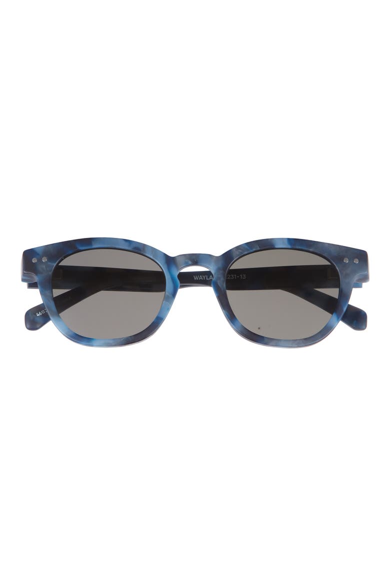 Waylaid 45mm Polarized Round Sunglasses, Main, color, BLUE DEMI