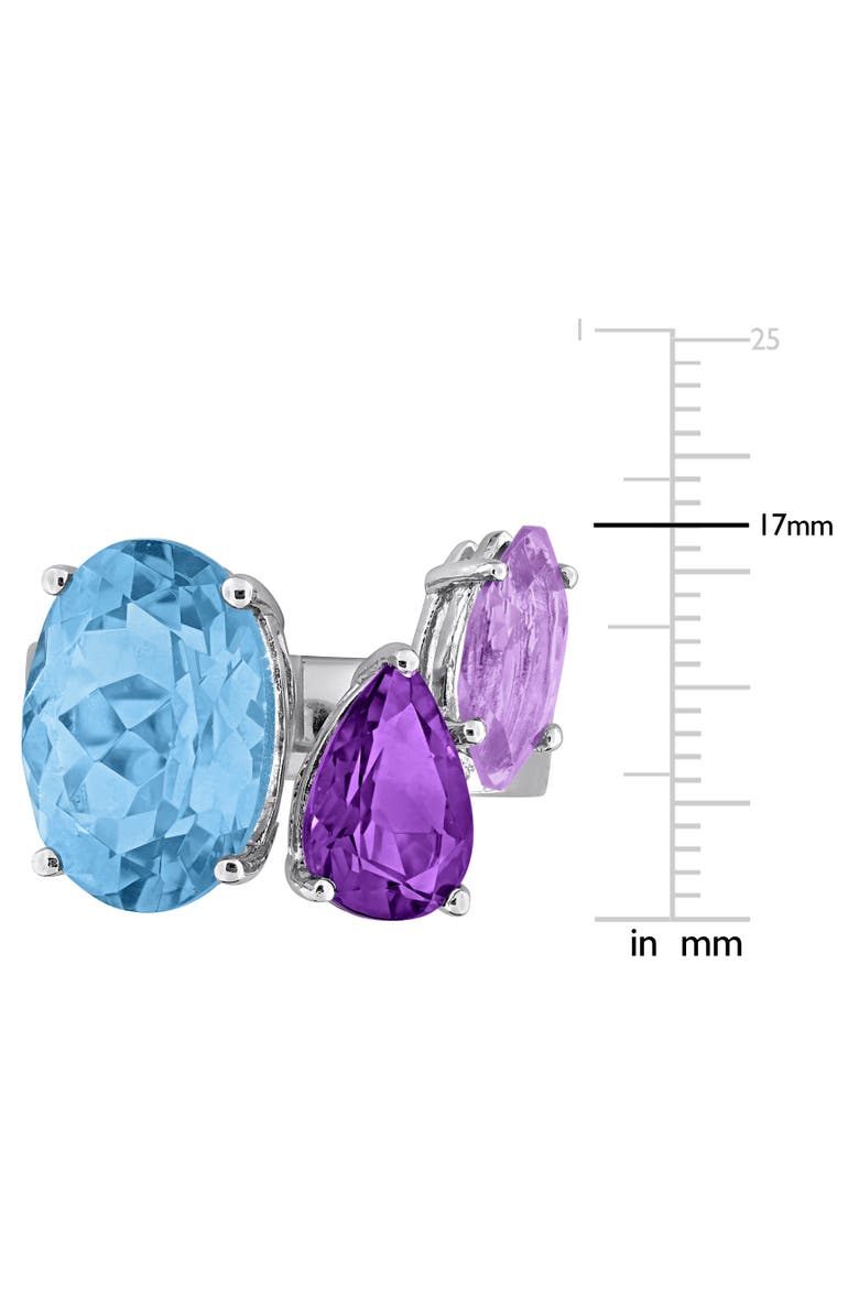 Gemstone Open Cocktail Ring Sterling Silver, Alternate, color, Blue Topaz
