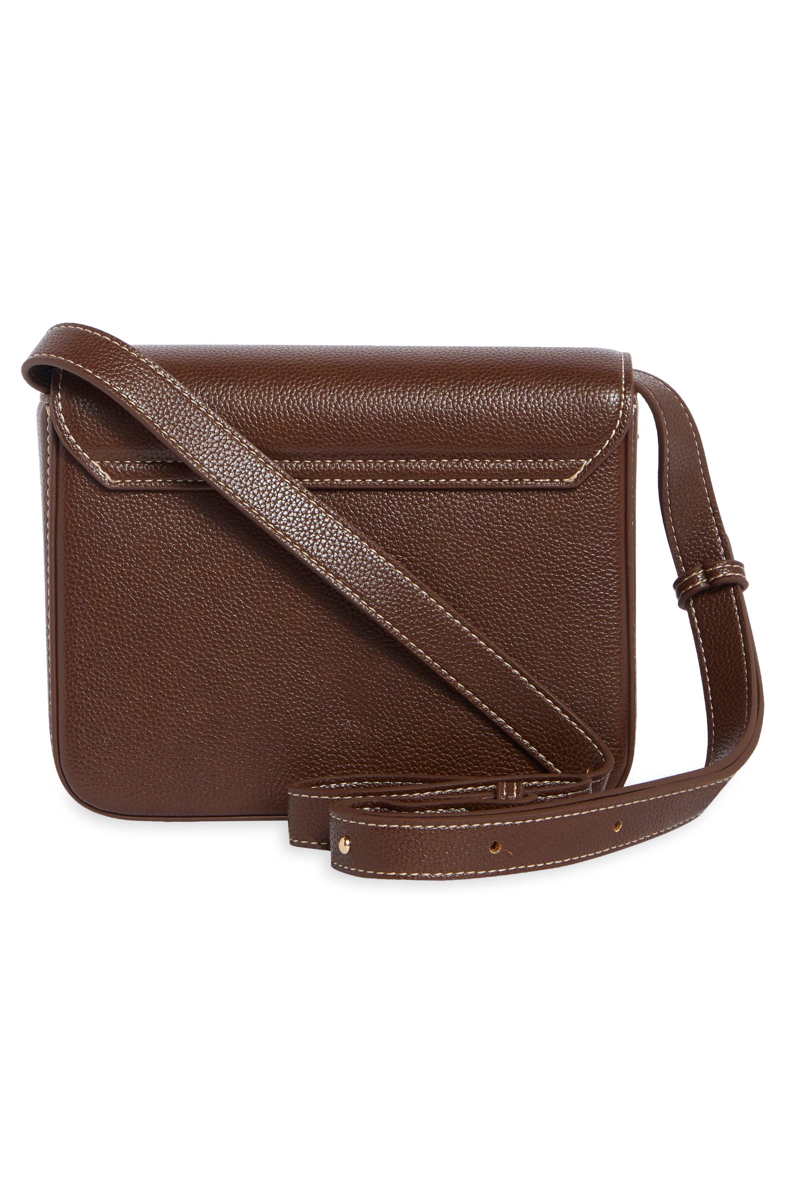 Evania Lock Pebbled Faux Leather Shoulder Bag, Alternate, color, BROWN