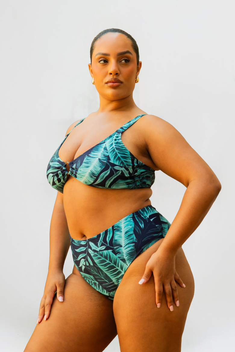 Palm Print Bikini Set, Alternate, color, Green