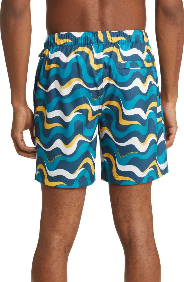 Original Penguin Recycled Polyester Blend Swim Trunks, Alternate, color, 