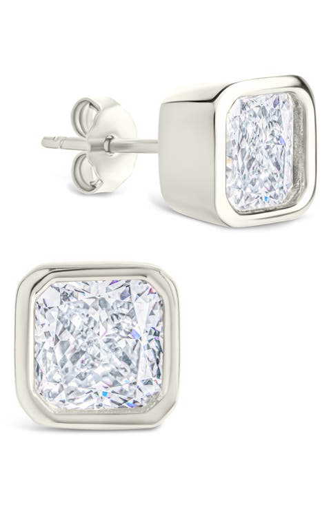 Asscher-Cut Cubic Zirconia Stud Earrings