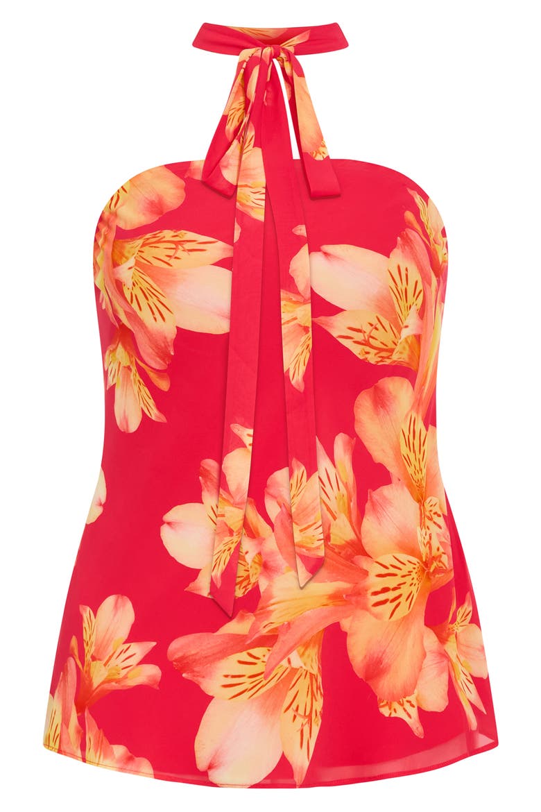 Soiree Floral Print Strapless Top & Scarf, Alternate, color, FUCHSIA LILY
