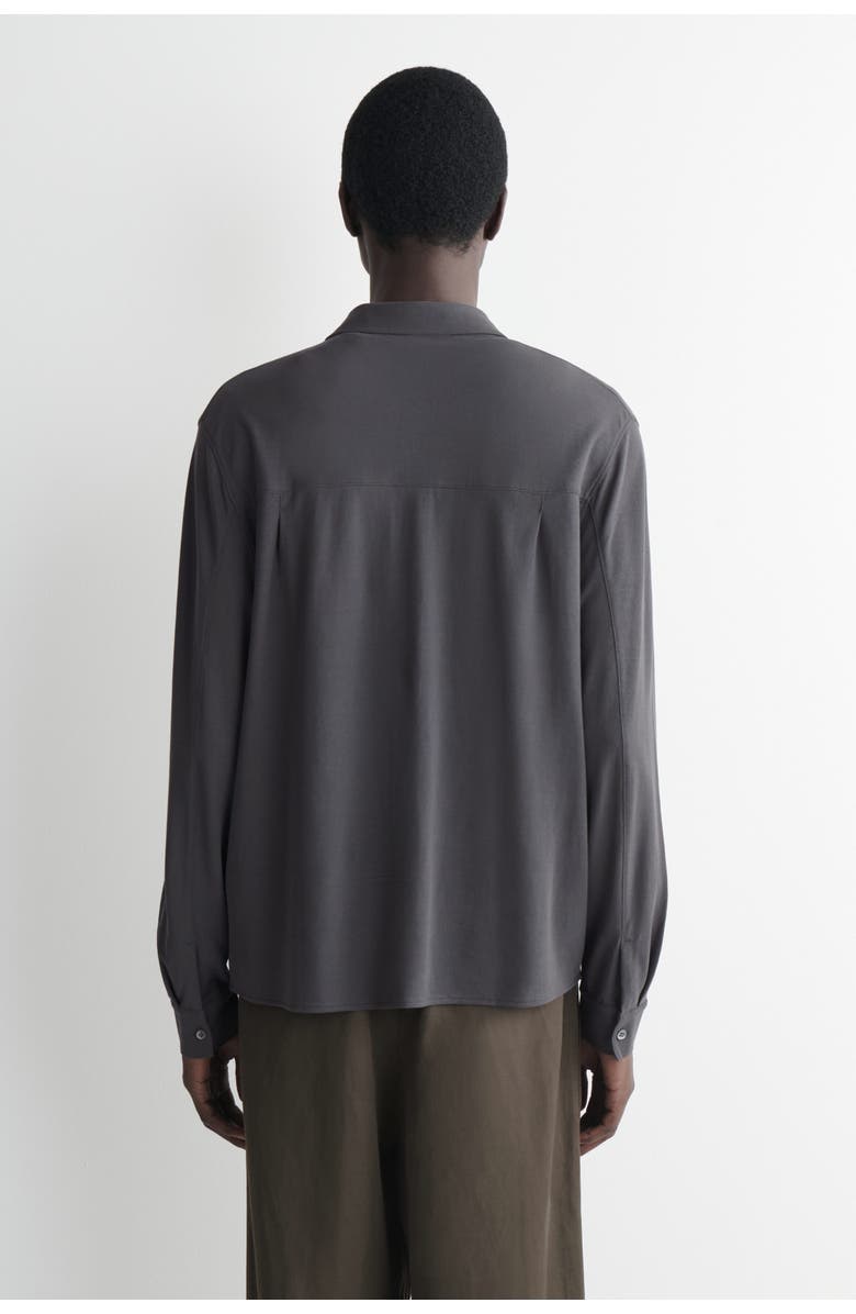 COS Draped Cotton-jersey Shirt, Alternate, color, Charcoal