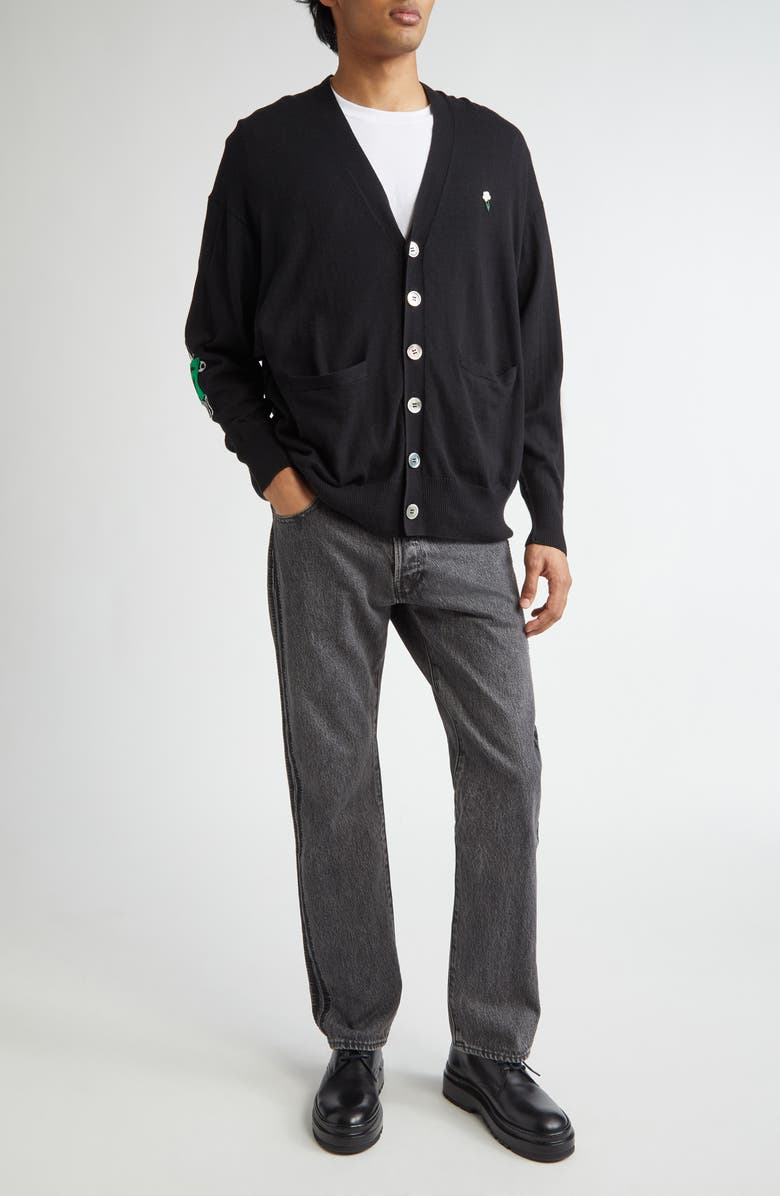 Undercover Beaded Floral Patchwork Cotton & Cashmere V-Neck Cardigan, Alternate, color, 