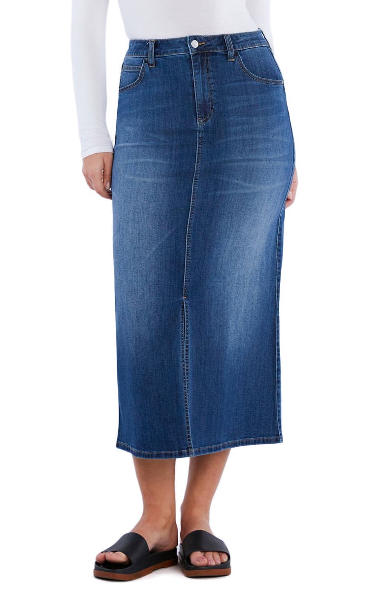 Wash Lab Denim Cottage Denim Skirt, Main, color, Super Denim