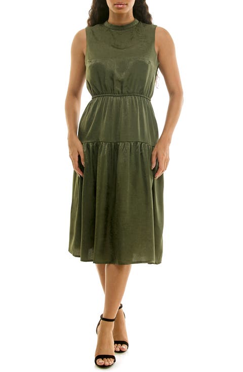 Sleeveless Back Bow Tiered Dress