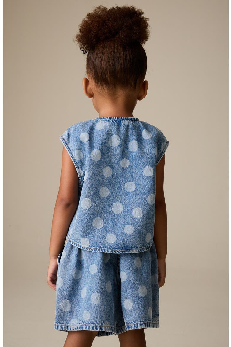 Kids' Polka Dot Tank & Denim Shorts Set, Alternate, color, BLUE