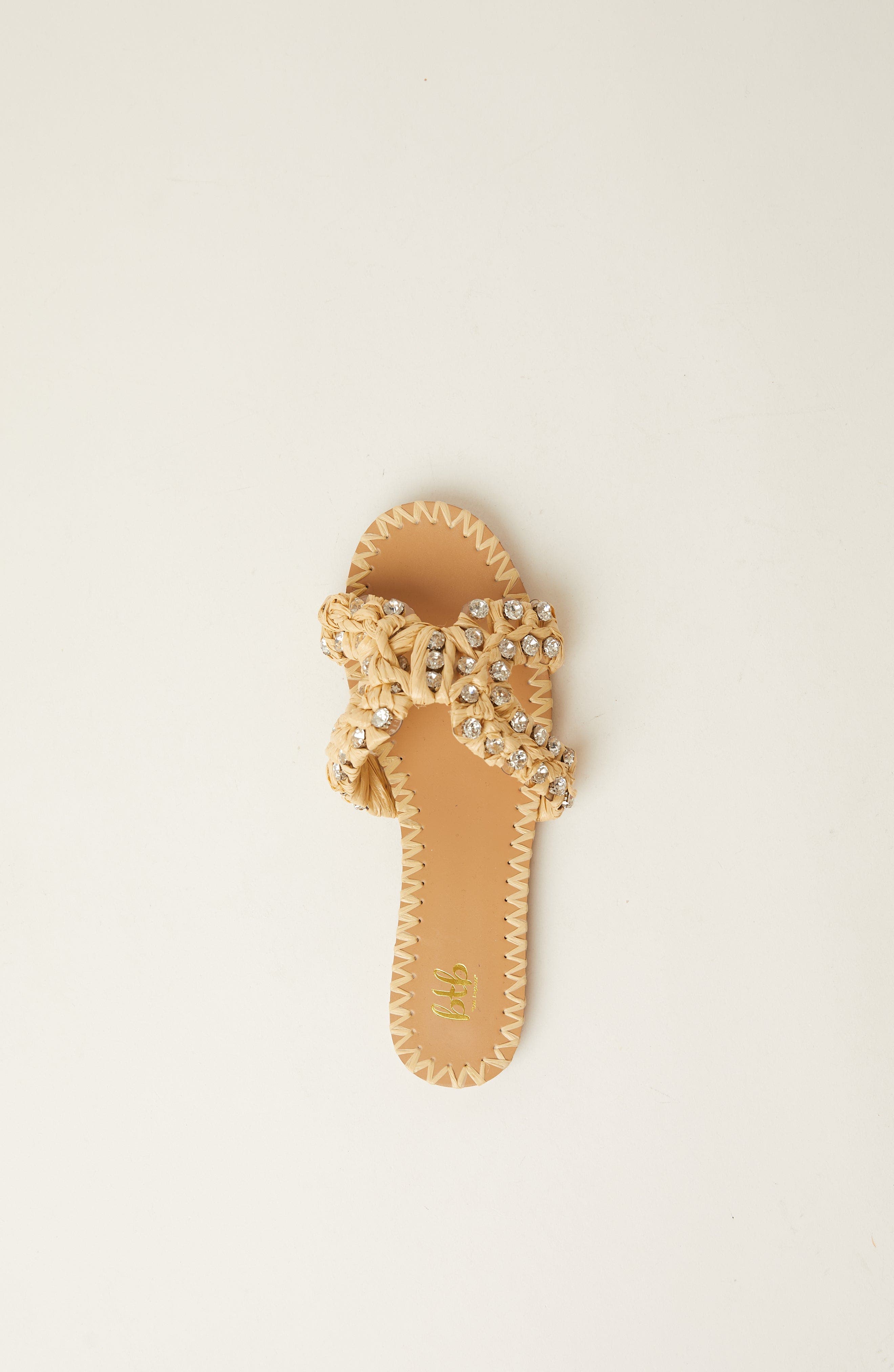 BTB Los Angeles LAUREL CRYSTAL SLIDE in Natural 