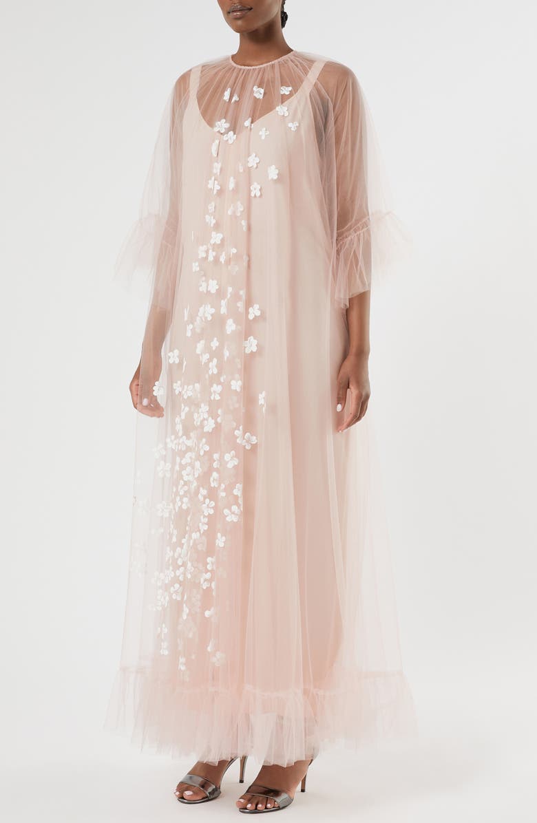 Marina Rinaldi Ecalante Sheer Maxi Dress, Main, color, Pink